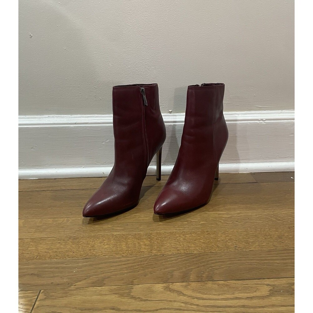 Sam Edelman Burgundy Red Leather Wren Pointed Toe Ankle Boots Bootie Sz 7.5 - Picture 3 of 10